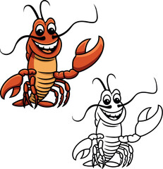 Funny lobster cartoon