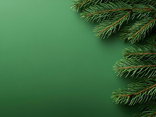 Green Festive Background with Pine