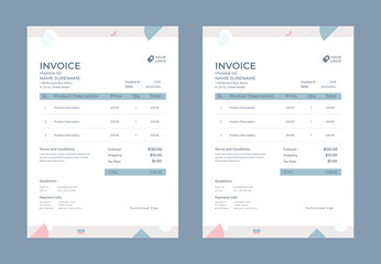 Minimal Corporate Business Invoice design template vector illustration bill form price invoice. Creative invoice template vector. business stationery design