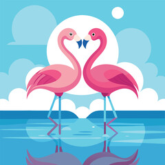 two flamingos in the water