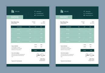 Minimal Corporate Business Invoice design template vector illustration bill form price invoice. Creative invoice template vector. business stationery design payment agreement design template