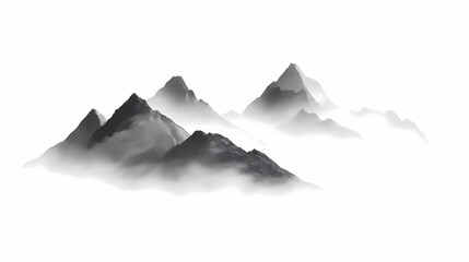 Fog-shrouded mountains whispering the enigmatic tales of unseen worlds. Whispering. Illustration