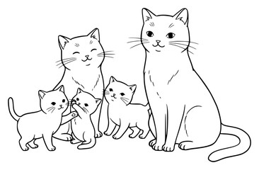 Cute cats and kittens family