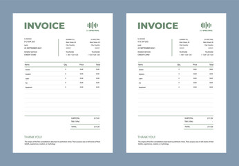 Minimal Corporate Business Invoice design template vector illustration bill form price invoice. Creative invoice template vector. business stationery design payment agreement design template