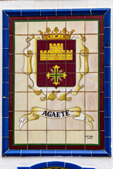 Agaete - Iconic Mosaic Sign with blue border. Located in firgas paseo de gran canaria canarias. November 2024