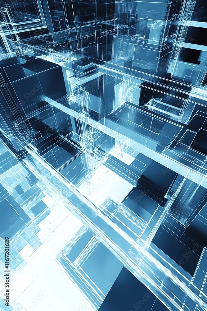 Poster 3d render of a futuristic city powered by high-voltage smart grids with innovative blueprints.