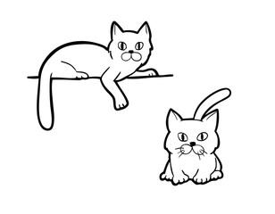 猫イラスト2　線画手描き