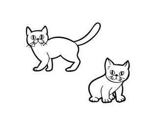 猫イラスト14　線画手描き