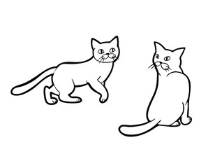 猫イラスト3　線画手描き