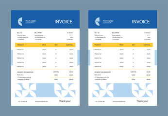 Minimal Corporate Business Invoice design template vector illustration bill form price invoice. Creative invoice template vector. business stationery design payment agreement design template