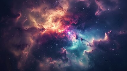 Obraz premium Beautiful space galaxy cloud nebula. Colorful star night cosmos. Universe science astronomy. Supernova background wallpaper.