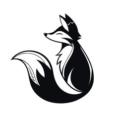 fox sleek linocut vector illustration