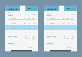 Minimal Corporate Business Invoice design template vector illustration bill form price invoice. Creative invoice template vector. business stationery design payment agreement design template