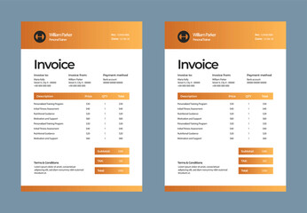 Minimal Corporate Business Invoice design template vector illustration bill form price invoice. Creative invoice template vector. business stationery design payment agreement design template