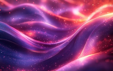 Naklejka premium Futuristic Dynamic Neon Abstract Background with Purple and Pink Ribbons