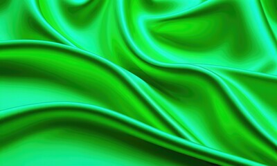 Obraz premium Vibrant green fabric waves abstract textured silk pattern in bright green hue