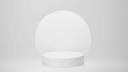 3D Cylinder white pedestal podiums with isolated circle backdrop on transparent background clean luxury style