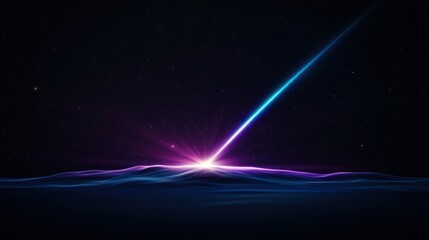 Obraz premium A vibrant cosmic scene with a radiant beam piercing the horizon.