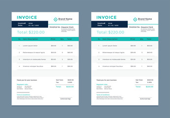 Minimal Corporate Business Invoice design template vector illustration bill form price invoice. Creative invoice template vector. business stationery design payment agreement design template