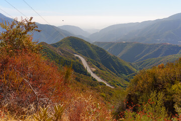 Picturesque Curvy Road Surrounded by Hills of the Angeles Forest