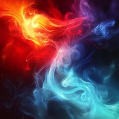 Fototapeta premium Bright swirls of color create an artistic blend in a cosmic display of red, purple, and blue tones