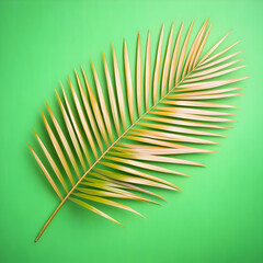 Fototapeta premium Golden Palm Leaf on Green Background Illustration