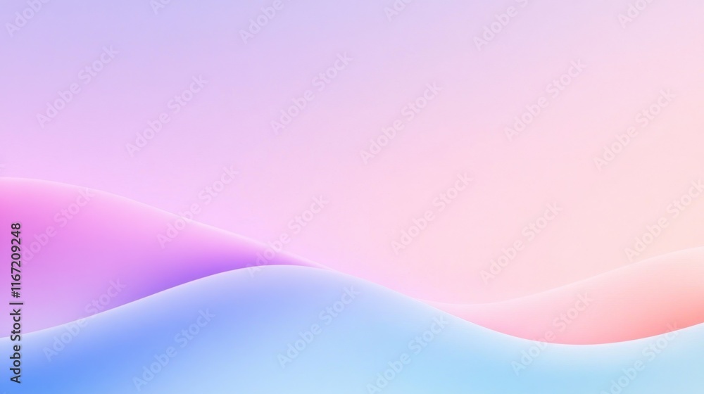 Poster soft gradient waves in pastel colors create a calming backdrop.