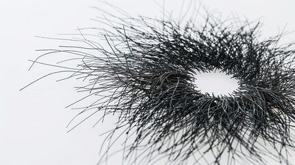 Iron filings arranged in circular patterns around a bar magnet, illustrating the concept of magnetic fields and scientific principles in a simple and educational manner.	
