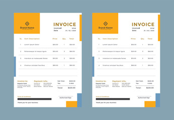 Minimal Corporate Business Invoice design template vector illustration bill form price invoice. Creative invoice template vector. business stationery design payment agreement design template
