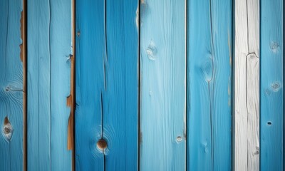 Fototapeta premium Blue wooden planks background: rustic textured timber panels in gradient shades