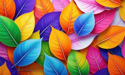 Naklejka premium Vibrant colorful leaves pattern: creative nature inspired art design background