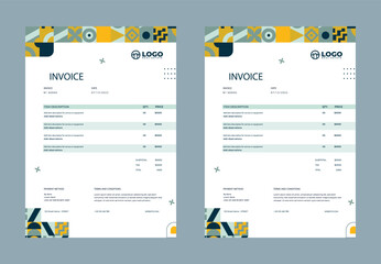 Minimal Corporate Business Invoice design template vector illustration bill form price invoice. Creative invoice template vector. business stationery design payment agreement design template