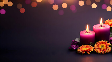Purple Candles Flowers Background