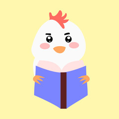 cute illustration of animal reading book. owl, koala, donkey, elephant,panda, goat, pig, giraffe. education toddler book