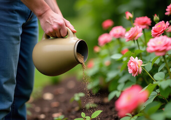 fertilizes garden granular fertilizer promote healthy growth roses flowers