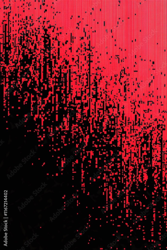 Poster bold black to bright red pixel gradient creating a high-contrast theme.