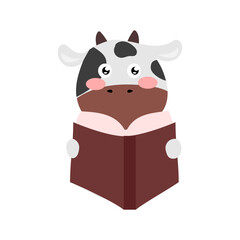cute illustration of animal reading book. owl, koala, donkey, elephant,panda, goat, pig, giraffe. education toddler book