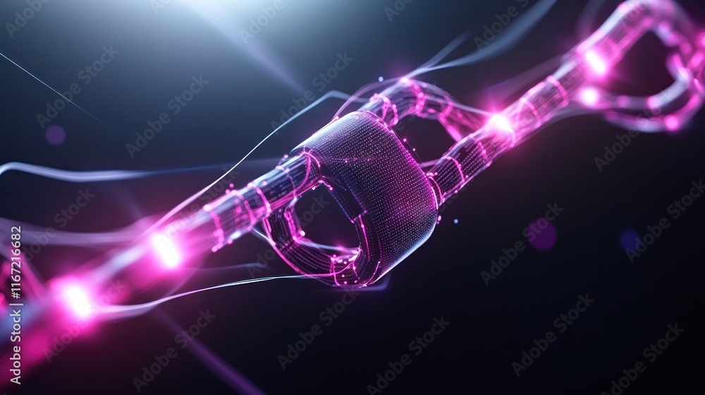 Poster futuristic representation of a technological connection or network.