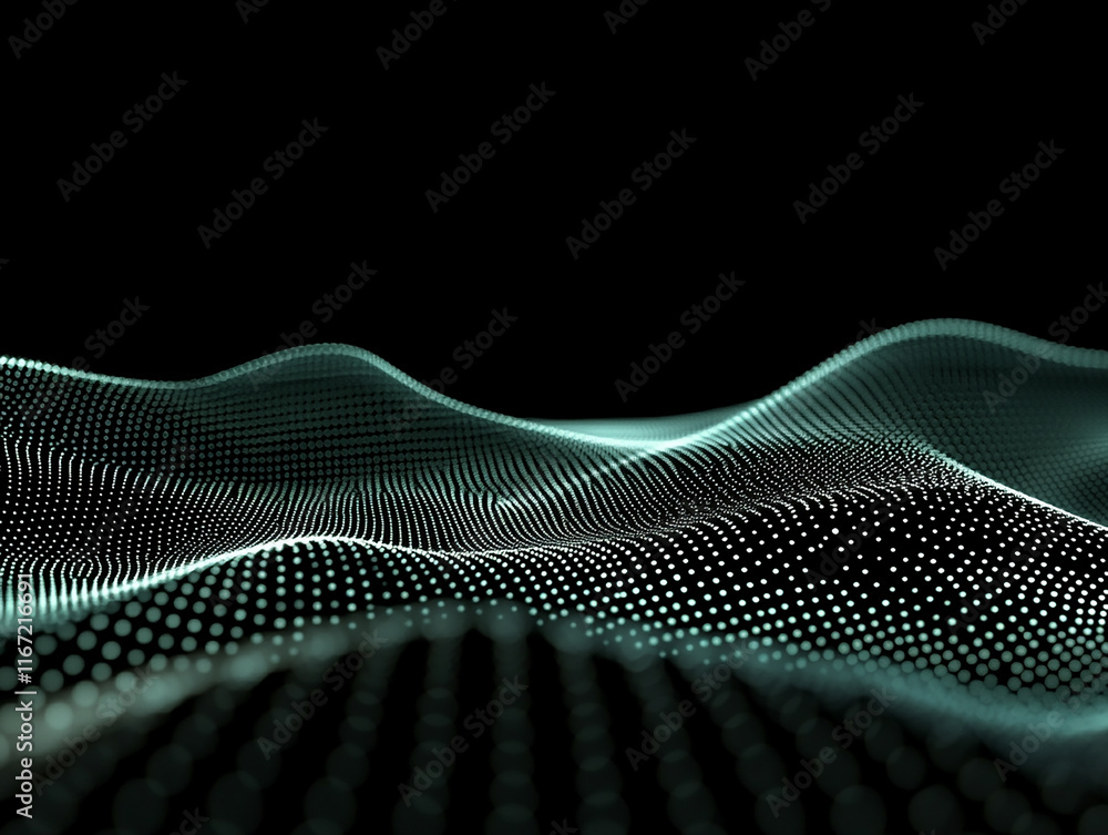 Poster dynamic wave patterns in digital art abstract landscape visual representation dark environment aesth