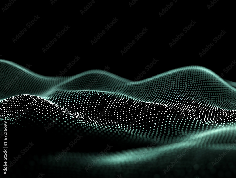 Poster dynamic digital waves abstract environment visual art 3d render futuristic design surreal concept