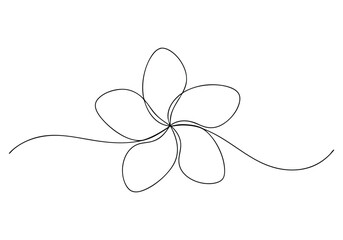 Continuous One-Line Drawing of a Plumeria Flower - Minimalist Tropical Art