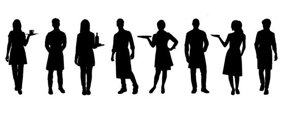 set silhouette of a waiters
