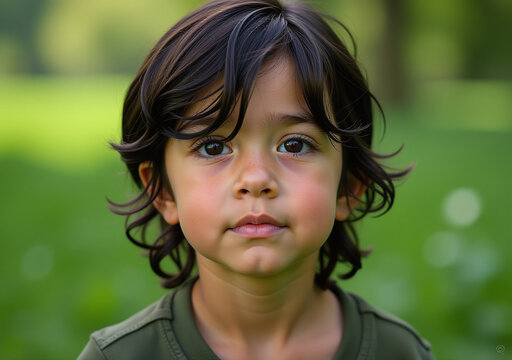 joven hondure&ntilde;a sonr&iacute;e con labios gruesos cabello oscuro en un campo verde de