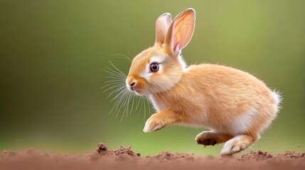 Obraz premium A cute rabbit hopping through a natural setting.