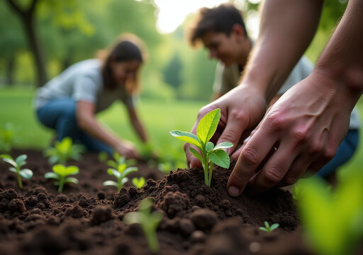 people planting soil diversity sustainability community work create greener environment gardening farming