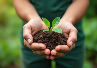 plant hand collaborates company reduce carbon footprint impacting workers nature planet sustainable practices every