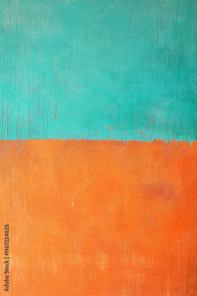 Poster grainy gradient in bright orange and teal creating a bold complementary effect.
