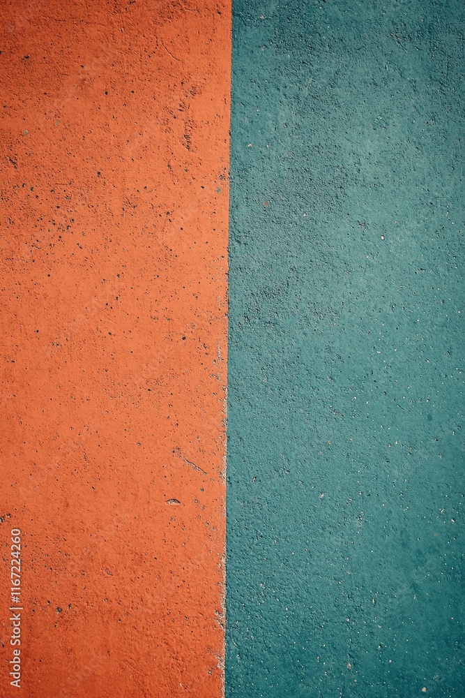 Poster grainy gradient in bright orange and teal creating a bold complementary effect.