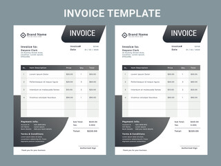 Abstract modern colorful business invoice template. color variation creative invoice Template Paper Sheet Include Accounting, Price, Tax, and Quantity. With color variation Vector illustration of Fina