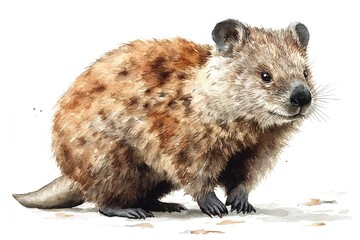 Obraz premium A detailed illustration of a quokka, showcasing its unique features and fur texture.